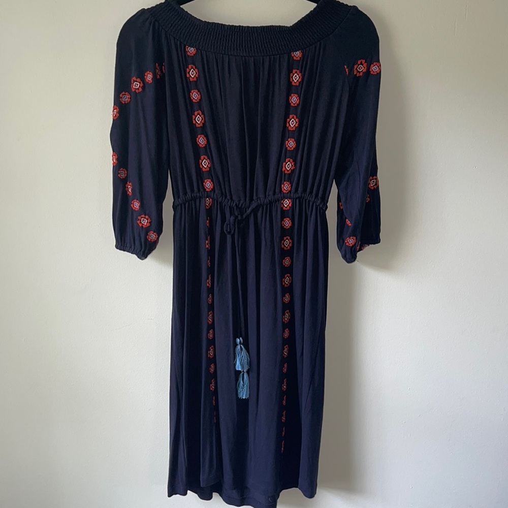 Navy blue off the shoulder dress